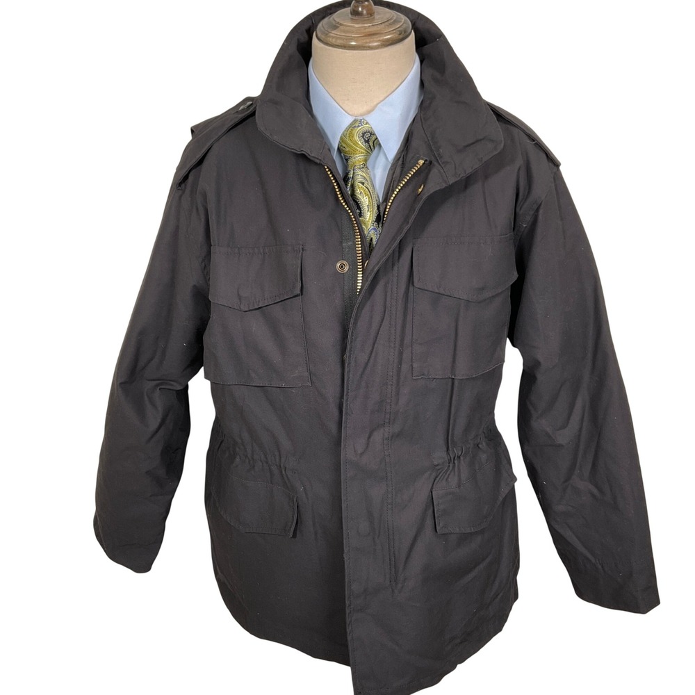 Rothco M65 Field Jacket Mens Large Black Cotton Polyester Military Style w/Liner